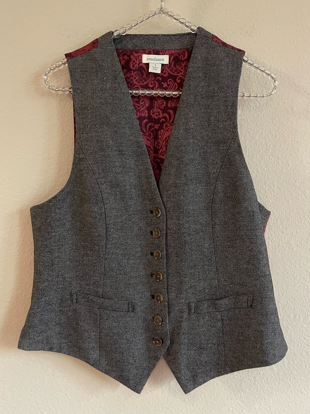 Sundance Gray Tweed Wool Menswear Vest Size Small